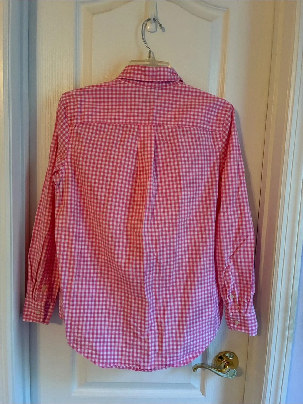 Ralph Lauren Kids pink & white gingham plaid cotton button down shirt Sz L 14-16